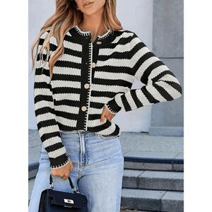 Women's Striped Cardigan Sweater - NWOT
